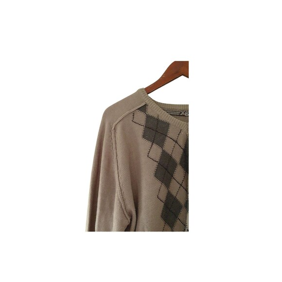 Vintage XG Men's Size XXL Geometric Sweater Tan Long Sleeve Academic Casual Knit - Picture 4 of 7